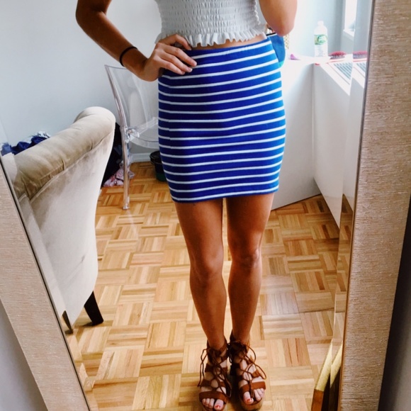 Forever 21 Blue and White Striped Bodycon Skirt - Picture 1 of 3